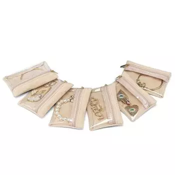 Сумка на молнии для браслетов, ожерелий, сережек, сумка для хранения, деловая упаковка, сумки, ювелирные изделия, подарочные, розничная продажа, витрина бежевый