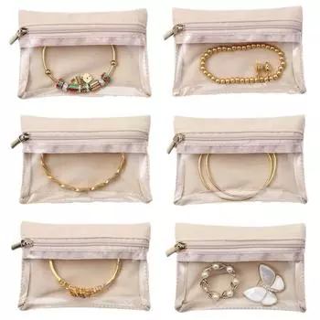 Сумка на молнии для браслетов, ожерелий, сережек, сумка для хранения, деловая упаковка, сумки, ювелирные изделия, подарочные, розничная продажа, витрина бежевый