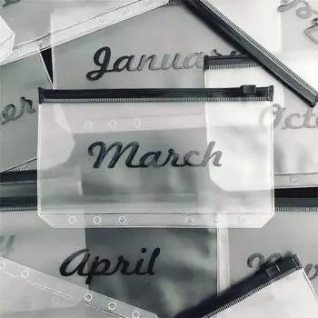 Сумка на молнии, многофункциональная, с 6 отверстиями, для хранения купюр, прозрачный ПВХ, держатель для документов формата А6, школьные принадлежности J