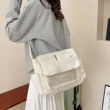 Сумка на молнии, однотонная, Itabag, хлопковая, кукольная, сумка через плечо, повседневные, прозрачные сумки для девочек синий