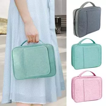 Сумка на молнии с ручкой, вместительный водонепроницаемый органайзер для документов, органайзер для портфеля с несколькими карманами серый