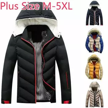 Сумка на молнии В наличии Утолщенная повседневная молодежная коричневая съемная молния на воротнике с воротником Однотонная приталенная хлопковая одежда размера плюс M-5XL 5XL чёрный