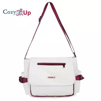 Сумка на одно плечо Cosy Up, стиль спецодежды, сумка почтальона, сумка для пары большой вместимости из нейлоновой ткани с диагональным крестом, студенческий рюкзак 31x25x11cm белый