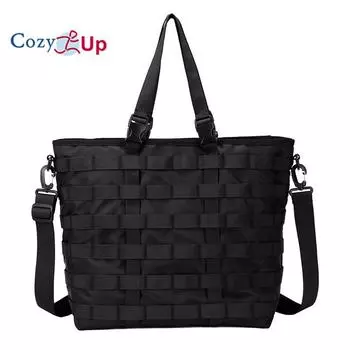 Сумка на одно плечо, функциональный стиль, мужская и женская сумка через плечо, нейлоновая ткань, сумка большой вместимости, большая сумка 35x34x18cm чёрный