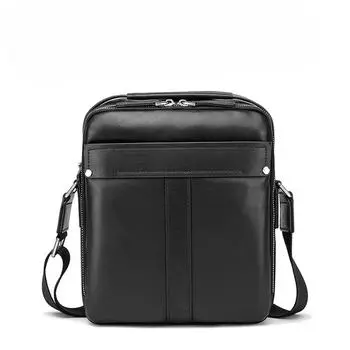 Сумка на одно плечо мужская, из натуральной кожи, повседневная, деловая, с верхним слоем, сумка через плечо, простая, почтальон, чартерный рейс, можно носить с собой рюкзак чёрный
