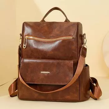 Сумка на одно плечо, ретро-мода, мягкая искусственная кожа, яркая сумка на плечо, большая вместимость, универсальный женский рюкзак для поездок на работу чёрный