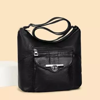 Сумка на одно плечо с большой вместимостью, модная и простая для женщин, которые ездят на работу чёрный