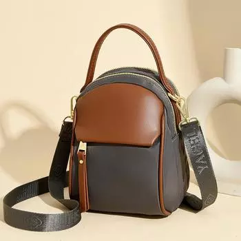 Сумка на одно плечо с цветными блоками. Модная сумка для мобильного телефона. Сумка через плечо. Простая и универсальная маленькая сумка. чёрный