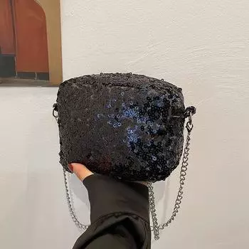 Сумка на одно плечо с пайетками 2024 года, новая маленькая сумка для женщин, цепочка для отдыха, персонализированная цепочка, модная и красивая маленькая квадратная сумка розовый