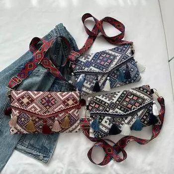 Сумка на одно плечо Сумка в этническом стиле Сумка через плечо Модная и индивидуальная сумка чёрный