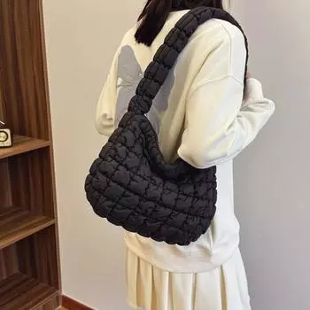 Сумка на одно плечо Женская сумка Сумка Cloud Fold Сумка Маленькая Большая вместимость Сумка-пельмень Сумка на одно плечо через плечо чёрный