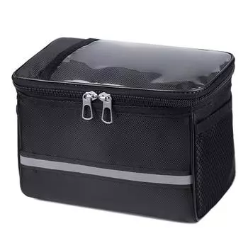 Сумка на переднюю трубу велосипеда Водонепроницаемая светоотражающая полоса Корзина на руль велосипеда Передняя рама велосипеда Аксессуары для велосипеда чёрный