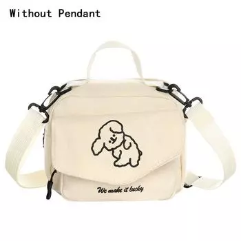 Сумка на плечо большой вместимости, милая холщовая сумка под мышкой в стиле Харадзюку, мультяшная сумочка, сумка через плечо, для женщин, для девушек белый