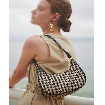 Сумка на плечо для женщин Осень и зима Нишевая мода Клетчатая сумка подмышкой Сумка с рисунком «гусиная лапка»