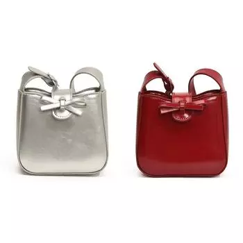 Сумка на плечо для женщин с бантом в стиле ретро, сумка из искусственной кожи, кошелек-клатч (Серебряный)