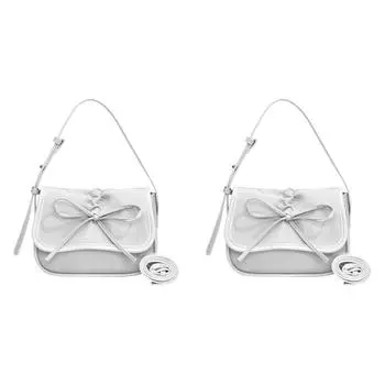 Сумка на плечо для женщин с галстуком-бабочкой Хобо Сумка из искусственной кожи Сумка для путешествий (синий) К