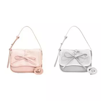 Сумка на плечо для женщин с галстуком-бабочкой Хобо Сумка из искусственной кожи Сумка для путешествий (розовый)