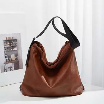 Сумка на плечо из искусственной кожи в стиле ретро, большая вместимость