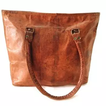 Сумка на плечо из козьей кожи ручной работы BUCKET Сумка для покупок Billy Goat Designs 12 x 16 x 3 in коричневый