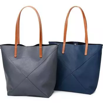 Сумка на плечо из натуральной кожи, большая вместительная сумка-тоут, женская деформируемая складная сумка-ведро с геометрическим рисунком, сумка через плечо 38X14X32cm чёрный