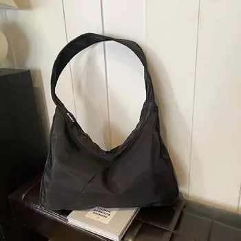 Сумка на плечо из однотонной ткани Оксфорд на молнии, модная простая сумка, мягкая, большой емкости, многофункциональная сумка чёрный