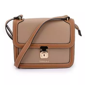 Сумка на плечо из зерненой кожи с коричневой окантовкой Женский TORRENTE Petit чёрный