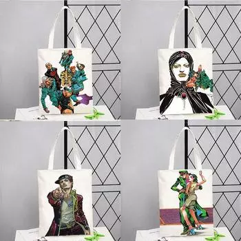 Сумка на плечо Jojo Bizarre Adventure, холщовая сумка, эко-сумка, большая сумка-книга, 2022, женская летняя пляжная сумка, большая сумка-шоппер 24*26cm