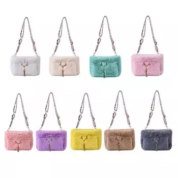 Сумка на плечо, плюшевая женская сумка под мышками с верхней ручкой и регулируемым ремешком Pink