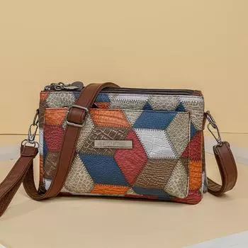 Сумка на плечо с цветными блоками, женская сумка через плечо большой емкости, сумка для мобильного телефона, портмоне, сумка для мамы синий