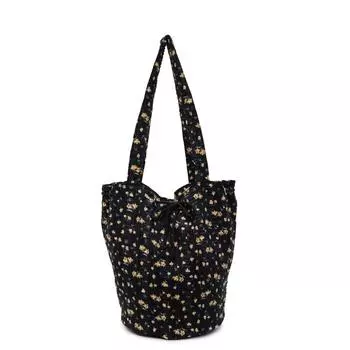 Сумка на плечо с цветочным принтом, женская сумка-ведро большой вместимости, сумка-тоут для поездок на работу чёрный