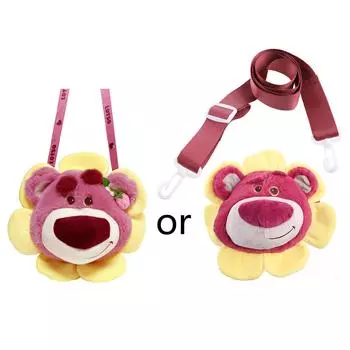 Сумка на плечо с изображением клубничного медведя, милая сумка-мессенджер с цветочным мишкой, сумка через плечо, плюшевая сумка для куклы, сумка для фотосессии