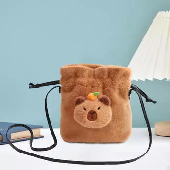 Сумка на плечо с капибарой, мультяшный кошелек, креативный дорожный мини-мягкий подарок, плюшевая сумка для телефона