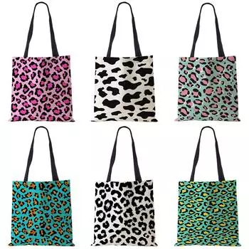 Сумка на плечо с леопардовым принтом, женская большая сумка-тоут, женская повседневная сумка для покупок на открытом воздухе