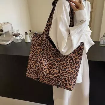 Сумка на плечо с леопардовым принтом, женская большая вместительная сумка, сумка для покупок, дорожная сумка для подмышек белый
