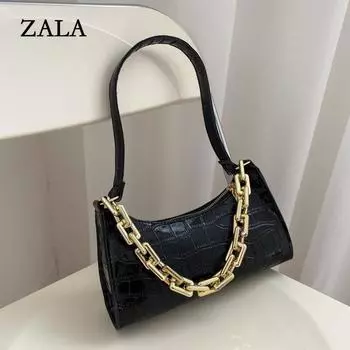 Сумка на плечо с узором аллигатора в стиле ретро, женская цепочка, маленькая сумочка под подмышечной впадиной 24.5*7*15cm бежевый