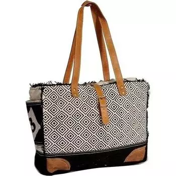 Сумка на плечо SEL de MER из переработанного холста и кожи Сумка через плечо Кожаная сумка 17 x 16 x 1 in