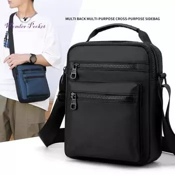 Сумка на плечо Водонепроницаемая большая емкость Карманы на молнии Портативная ручка Регулируемые ремни Мужчины Женщины чёрный