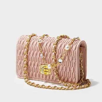 Сумка на плечо в английском стиле для женщин, роскошная дизайнерская сумка с жемчужной цепочкой, плиссированная сумка-хобо из высококачественной кожи, летняя сумка