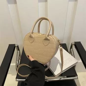 Сумка на плечо в форме яблока с каменным узором, сумка через плечо, кошелек из искусственной кожи, на молнии, для женщин белый