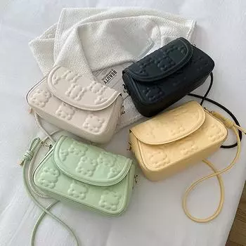 Сумка на плечо женская из искусственной кожи с клапаном маленькая квадратная сумка повседневная сумка через плечо женская сумка для покупок 23x8.5x15.5cm чёрный