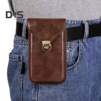 Сумка на пояс для мобильного телефона, кобура для сотового телефона Blet, гладкая искусственная кожа, застежка-кнопка, однотонная, стандартная, портативная, мужская, на пояс 16cm чёрный