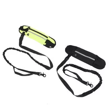 Сумка на пояс для поводка для бега собак, светоотражающая эластичная нейлоновая поясная сумка для поводка для бега собак для прогулок на открытом воздухе Green
