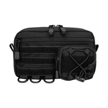 Сумка на пояс из полиэстера большой емкости, удобная для переноски и хранения инструментов, многоцелевая для бега и путешествий чёрный