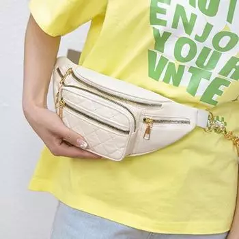 Сумка на пояс с несколькими карманами, застежкой-молнией, большой вместимостью, регулируемым ремнем, водонепроницаемая нейлоновая женская поясная сумка белый