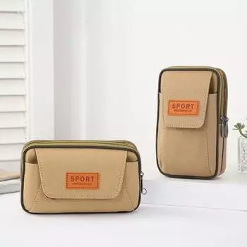 Сумка на пояс, тонкая работа, много карманов, многофункциональная, гладкая молния, износостойкое хранение, портативный холст B зелёный