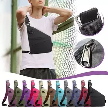 Сумка на правое плечо, нейлоновая нагрудная сумка, мужская легкая сумка через плечо большой вместимости, повседневная и облегающая сумка One Size