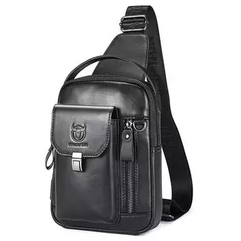 Сумка на ремешке из натуральной кожи для мужчин и женщин, сумка через плечо на груди, дневной пакет для путешествий на открытом воздухе коричневый