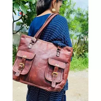 Сумка на ремне из натуральной кожи для женщин и девочек, Подарочная сумка через плечо через плечо 12 x 17 in коричневый