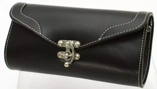 Сумка на руль DEGNER кожаная толщина 4 мм черная 13,5x25,5x7,5 см SB-19