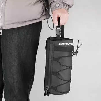 Сумка на руль велосипеда 2,5 л с застежкой-молнией, большая вместительная боковая сетчатая сумка, водонепроницаемая, простая установка, сумка для хранения руля велосипеда чёрный